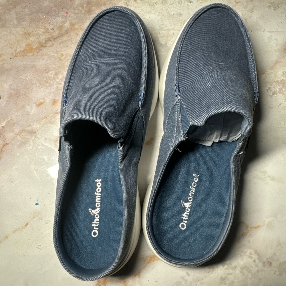 OrthoComfoot Men's Slip On Shoes Sz 10 EU 43 Arch Support Flat Loafer NEW (TD1)